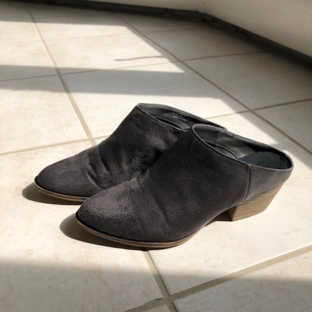 Dark Gray Suede Mule Style Booties Size 7.5 M